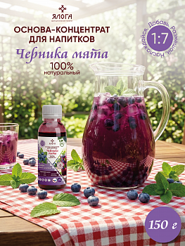 06 Черника мята, основа-концентрат для напитков на натуральном соке ЯЛОГА 150г
